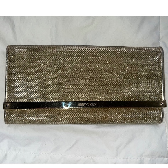 Jimmy Choo Gold Lurex Fabric Milla Clutch - Picture 1 of 6